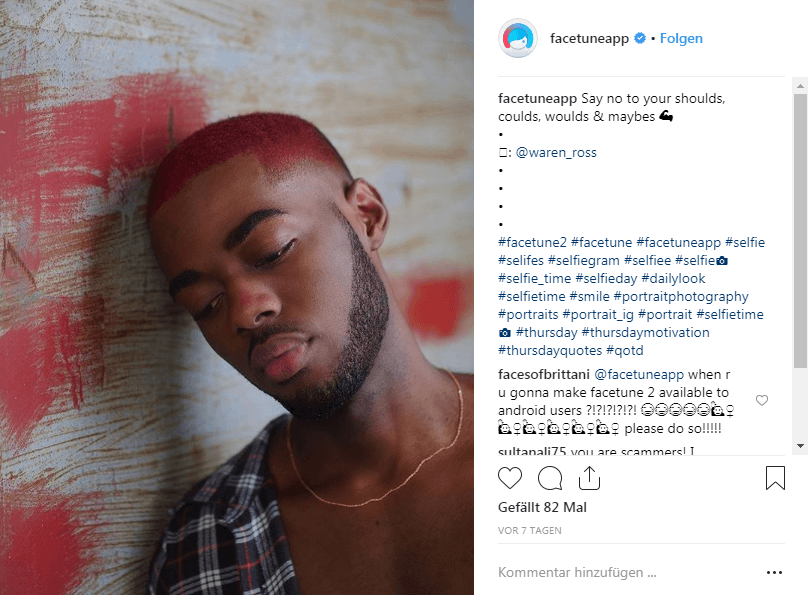Screenshot 1: Instagram/ @facetuneapp